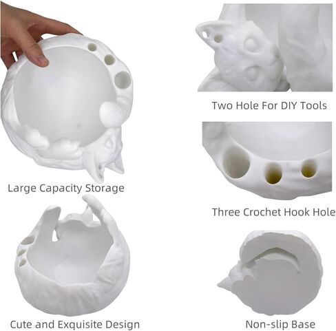 وعاء تخزين خيوط حالم ثلاثي الأبعاد ، وعاء خيوط حرفي للكروشيه والحياكة ، منظم حامل الغزل الجميل ، ديكور زخرفة سطح المكتب ، الديكور الداخلي للفتيات ، مثالي للقطط تغذية وعاء in Kuwait