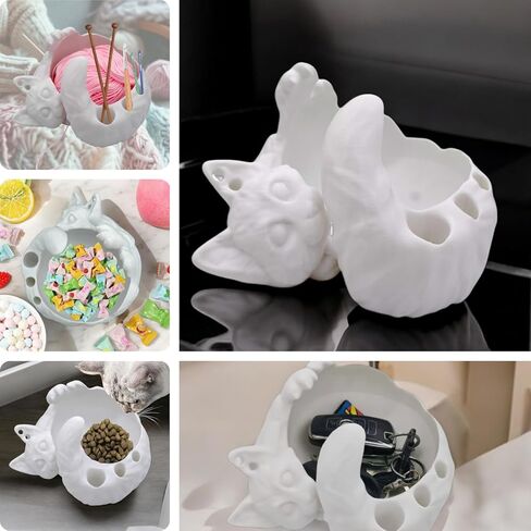 وعاء تخزين خيوط حالم ثلاثي الأبعاد ، وعاء خيوط حرفي للكروشيه والحياكة ، منظم حامل الغزل الجميل ، ديكور زخرفة سطح المكتب ، الديكور الداخلي للفتيات ، مثالي للقطط تغذية وعاء in Kuwait