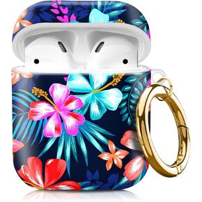 متوافق مع غطاء حالة AirPod 1/2 مع سلسلة المفاتيح الذهبية ، حالة مقاومة للصدمات الواقية TPU لـ Airpod 1 و 2nd Generation للنساء