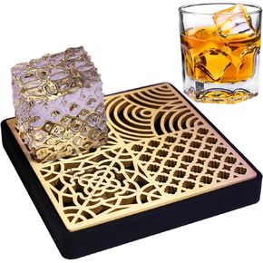 Ice Stamp Tray - Luxe Brass Ice Cube Printer for Clear Ice | Perfect Christmas for Cocktail & Whiskey Lovers IceMuse Style (IcePulse)
