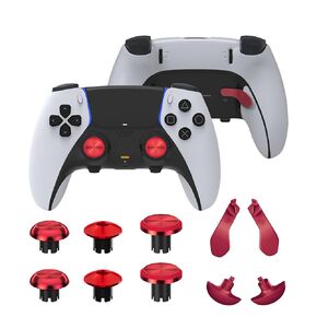 Metal Thumbsticks for PS5 Edge Controller, Metal Back Paddles Triggers Buttons Joysticks for PS5 Dualsense Controller, Replacement Accessories Parts for PS5 Edge Controller Analog Joystick, Red