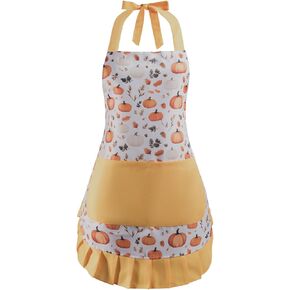 Vintage Floral Apron for Women with Functional Pockets Adjustable Neck Strap for Cooking Baking Mother's Gift