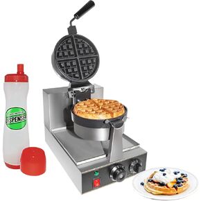 Belgian Waffle Maker Thick | Commercial Flip Waffle Iron | Stainless Steel | Rotating Mechanism (budget version) | 110V