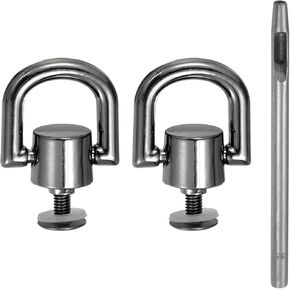 HARFINGTON 2pcs Metal Studs Rivets 8mm D-Ring Button Rivets with 3.5mm Leather Hole Punch for Leather Craft, Silver Tone