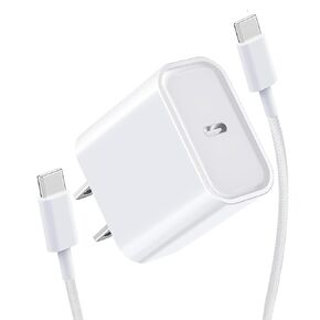 6.6 Ft USB C Fast Charger Cable Fit for iPad 10th Generation 10.9" (2022) A2696 A2757 A2777 Tablet 20W Type C Charging Block Adapter with C to C Woven Power Cord (White)