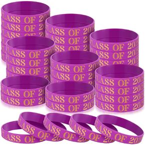50 Pcs Class of 2025 Wristbands Graduation Bracelets 2025 Prom Silicone Grad Wristbands Celebrating Rubber Bracelets Graduation Gift for Even Party Favors Supply(Black)