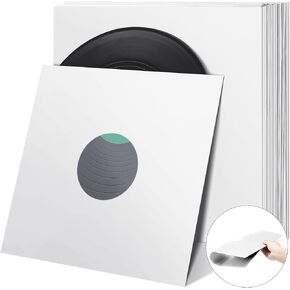Henoyso 40 Pcs Vinyl Record Sleeves Blank - 12 Inch Square Album Jackets with Inner Sleeves for Album Vinyl Records Collections Storage Decorations(White)