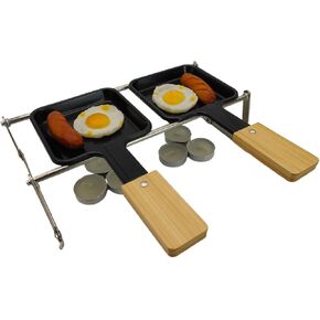 Mini Cheese Raclette Set, Portable Foldable Non-Stick Cheese Melting Pan, Cheese Melter, Baking Tray with Bamboo Spatula
