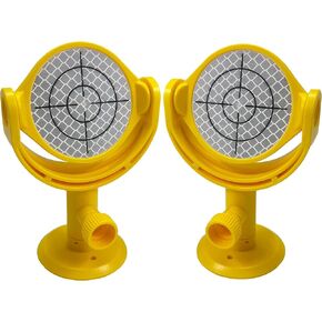 2 Pack Mini Surveying Prism Reflective Target Sheet Survey Reflector Target with Tilt Holder Base Mount for Total Station, MP103 with Printed Crosshair, Yellow