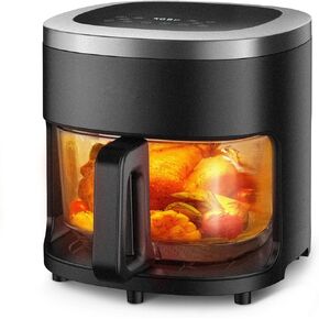 6-IN-1 Glass Air Fryer with 4.5 QT Capacity,Air Fry, Roast, Reheat, Dehydrate, Air Crisp Technology,Nonstick & Dishwasher Safe Basket,97% Less Oil,Features Digital Timer1