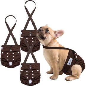 Pet Soft Washable Female Dog Diapers with Adjustable Suspenders (3 Pack) Escape-Proof & Super Absorb Reusable Diapers for Heat, Training Incontinence Breathable Secure Fit for Girl Dogs (Flowers, S)