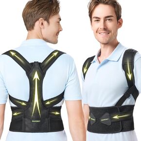 Posture Corrector for Back Support: Relief Shoulder Lumbar Upper Lower Pain for Hunchback Scoliosis - Adjustable Back Brace for Women & Men (Large/X-Large)