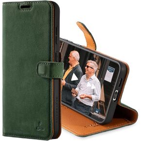 Snakehive Leather Wallet for Samsung Galaxy S25 - Real Leather Wallet Phone Case - Genuine Leather with Viewing Stand and 3 Card Holder - Flip Folio Cover with Card Slot (Brown)