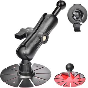 GPS Sticky Mount for Garmin 17mm Ball Mount with Bracket Cradle,Compatible with Car Dashboard GPS & Fish Finder Striker 4, Aluminum Arm 360° Rotation Adhesive & Screw Installation