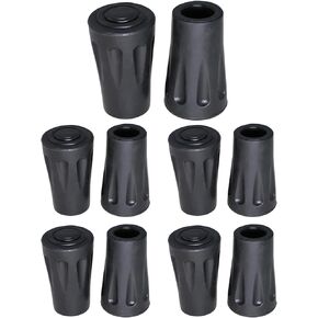 10PCS 11mm Hole Diameter Hiking Pole Tip Replacement Protectors Black Rubber Feet Tip Accessories Shock Absorber Fit Standard Trekking Pole Walking Pole Ski Pole Tip
