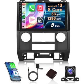 2G+32G Car Radio for Ford Escape 2007-2012/Mazda Tribute 2007-2012, Rimoody Android 13 Car Stereo Carplay Android auto 9 Inch Touch Screen GPS Navigation WiFi HiFi Bluetooth FM + Backup Camera