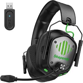 Skapendy VK81 2.4GHz Wireless Gaming Headset for PS5, PS4, PC - Bluetooth Gaming Headphones with Noise Canceling Mic, Low latency, Stereo Sound, 50+Hr Battery, RGB Headset for Nintendo Switch, Black