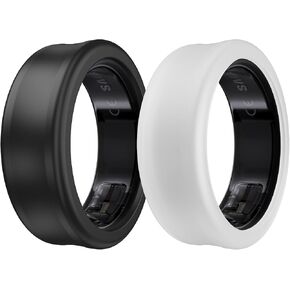 DDJ [2Pack Ultra -Thin Silicone Cover for Samsung Galaxy Ring, Protector for Oura Ring/RingConn/Ultrahuman Rings AIR Sizing Kit, Sizing S for Rings 5/6/7/8/9/10 (Black/Transparent)