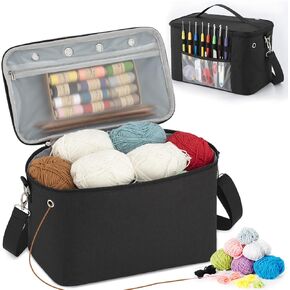 Crochet Bag, Knitting Tote Organizer Up to 13" Knitting Needles for Crochet Hooks, Circular Needles, Projects and Skeins, Purple-Only Bag