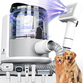 FOTING 8 in 1 Dog Grooming act & Dryer Kit ، فراغ الكلب للتخلص من الاستمالة مع كوب الغبار 3L ، الشاشة التي تعمل باللمس.