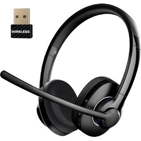 Wireless Headset with Mic for Work USB Wireless Computer Headset with USB Dongle & Mic Mute Computer Headset with Microphone
