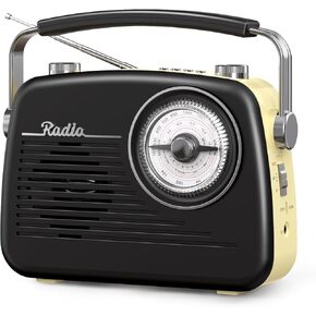 MG003 Portable Radio AM FM, Retro Vintage Transistor Speaker Battery Powered&Rechargeable, Shortwave Radio Support TF Card AUX USB Player, Classical Bluetooth Speaker for Home/Outdoor