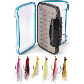 Dr.Fish 6 Pack Clouser Minnow Fishing Flies #2/0 with 1 Pack Fly Fishing Box M:6.1X4.2X1.4