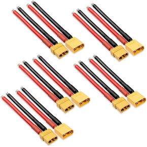 5 Pairs XT60 Plug Male & Female Connector with 14 AWG 50mm. Silicone Wire for RC Lipo Battery FPV Drone Lithium (10 Pcs) - Ledvillage in Kuwait