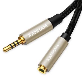 3.5mm TRRS Headphone Extension Cable 3.3 Feet /1M 4 Pole 1/8 Inch Auxiliary Audio Mini Jack Cord with Microphone Female to Male Compatible with Smartphone, iPhone, iPad, Tablet, etc