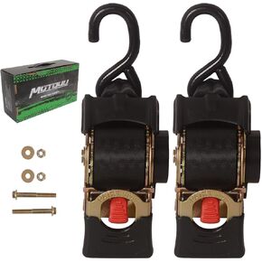 MOTO4U 4PCS Bolt on Retractable Ratchet Straps Heavy Duty Transom Straps (2" x 9') Boat Tie Down Straps Boat Trailer Straps with Extension Straps & Bolt Set for Boat ATV Trailers 3000LBS/1360KG