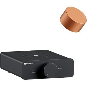 Fosi Audio Replaceable Orange Control Knob and V3 Stereo Amplifier Home Audio 300 Watts x2 Power TPA3255 Class D Mini Amp