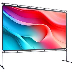 JMGO 100 inch Projector Screen, 4K/3D/HDR Support, Anti-Wrinkle, High Contrast, Front & Rear Projection, Easy Setup for Home Theater, Outdoor Movies, Office & Gaming