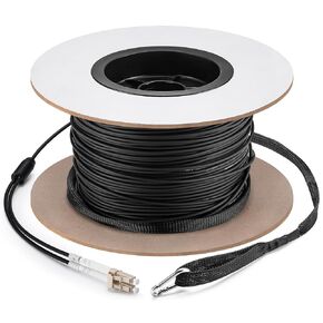 500 قدم (150 مترًا) OM3 الألياف LC إلى LC Multimode Multimode Outdoor Cable Outdoor Protive Optic Cable مع سحب طقم العين المثبت على طرف واحد 10 جيجابايت Duplex 50/125um احتكاك LSZH Optic Cable
