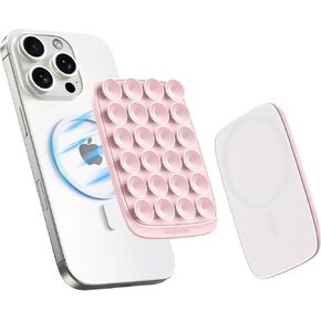 MagSuction Max Magnetic Suction Phone Mount for MagSafe, Hands-Free Phone Holder, Compatible with iPhone MagSafe Phone Case, Perfect for TikTok Videos and Selfies, Light Pink