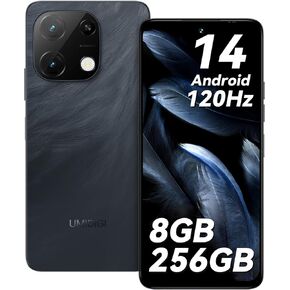 umidigi note 100a الهاتف الخليوي ، 8 (4+4)+256 جيجابايت/1 تيرابايت TF ، 6.8 "HD+120Hz الهواتف ، هاتف ذكي Android 14 غير مؤمن ، بطارية 5000 مللي أمبير في الساعة بطارية Andriod ، AI Face & Fundprint ، SIM DUAL SIM ، GPS ، OTG ، OTG.