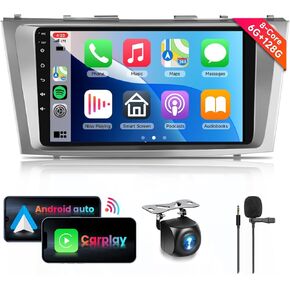 for Toyota Camry 2006-2011 with JBL 8 CORE 6G+128G Car Radio Stereo with Wireless CarPlay Android Auto, 9 Inch 1280 * 720P IPS Touch Screen Android 13 GPS WiFi Bluetooth 32-Band DSP SWC HD Camera