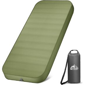 OUTSKIRT Camping Mattress, Self Inflating Sleeping Pad with Pump Sack, Foam Camping Pad for Sleeping, 4" Thickness Sleeping Mat for Camp/Travel/Car/Tent, 4 Season Camp Air Mattress (Single)