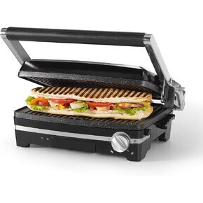 Starfrit The Rock Panini Press - Rock.Tec Non-Stick Reversible Plate - Opens 180 Degrees - Adjustable Temperate Control