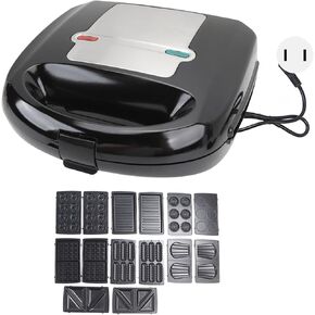 Tnfeeon 8 in 1 Sandwich Maker Panini Press Stick Proof Breakfast Machine with 14 Removable Plates for Sandwich Donut Waffle Nut Madeleine Cake Steak Hot Dog Cookie (US Plug 110V)