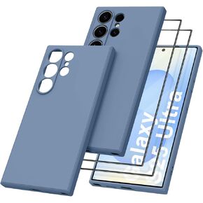 Meliya Case for Samsung Galaxy S25 Ultra [with 2X Screen Protector], Stylish Liquid Silicone Slim Full-Body Protective Cover Compatible with Samsung Galaxy S25 Ultra 5G Phone Case, Lavender Grey