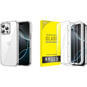 JETech iPhone 16 Pro Bumper Solid Case and Screen Protector Bundle