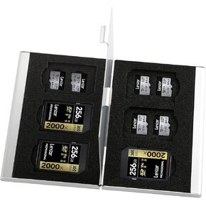 حالة بطاقة SD الألومنيوم ، 18SLOTS Ultrathin SD حامل ، حامل تخزين بطاقة الذاكرة ، مناسب لبطاقة 6 SD ، 12 بطاقة Micro SD ، Silver