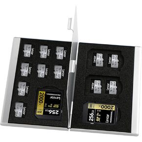Aluminum SD Card Case, 18Slots Ultrathin SD Card Holder, Memory Card Storage Holder,Fit for 4 SD Card, 14 Micro SD Card, Silver