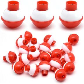Fishing Bobber 20 pcs 20mm Fishing Floats Red/White Bobbers Snap-On Push Button Buoy Float Fishing Tackle Accessories