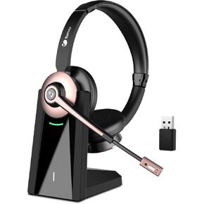 Earbay Bluetooth Headset, Wireless Headphones with Microphone AI Noise Canceling & Mute, Wireless Headset with Charge Dock&USB Dongle for Office Business Meetings Call Remote Work