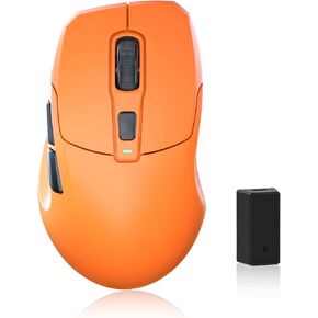 Wireless Gaming Mouse, 26000 DPI, 8K Polling Rate, Tri-Mode 2.4GHz/USB-C/Bluetooth Ergonomic Mouse, Web-Driven, Ice-Cooling Coating, Rechargeable Gaming Mice for Laptop/PC/Mac/Xbox, Orange