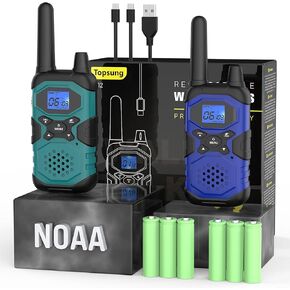 2 Way Radios Walkie Talkies for Adults Long Range Rechargeable 2 Pack, Multi-purpose NOAA Hiking Camping Accessories with 4500mAh Battery USB Lanyards for Family Senior Care Garage Work Cruise
