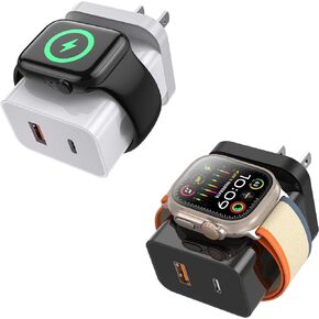 Apple Watch Charger, PD 20W 3-in-1 Fast Charging Block with Magnetic Wireless Charging & Dual Ports, Plug USB C Wall Charger for iPhone 15 14 13,Android,Tablets etc