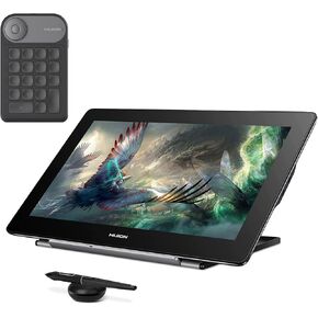 HUION Kamvas Pro 16 Plus 4K UHD Graphics Drawing Tablet with Full Laminated Screen 145% sRGB Battery-Free Pen for Linux, Windows PC, Mac, Android, 15.6-inch Pen Tablet Display with Mini Keydial K20