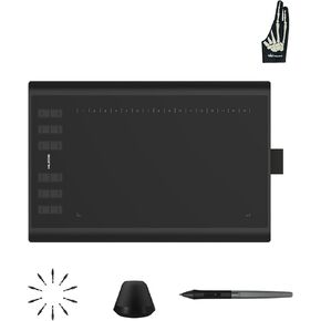 Huion Inspiroy H1060P Graphics Drawing Tablet with Digital Pen PW100 and Skeleton Glove, OTG Adapters Included
